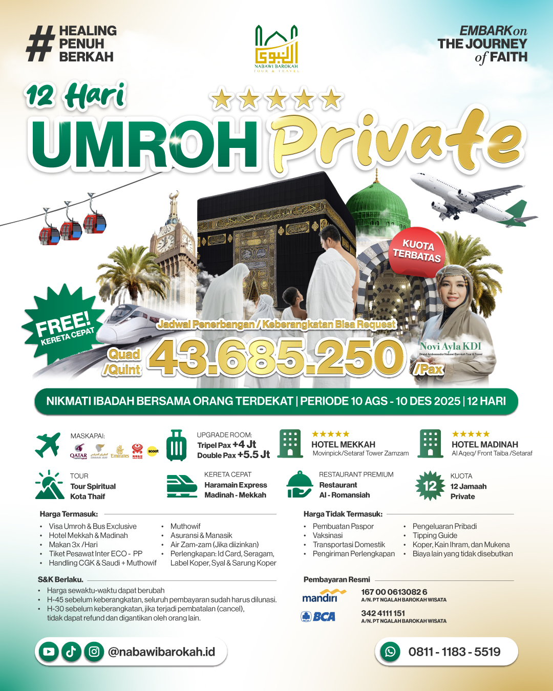 Paket Privat 12 Orang (Bintang 5)